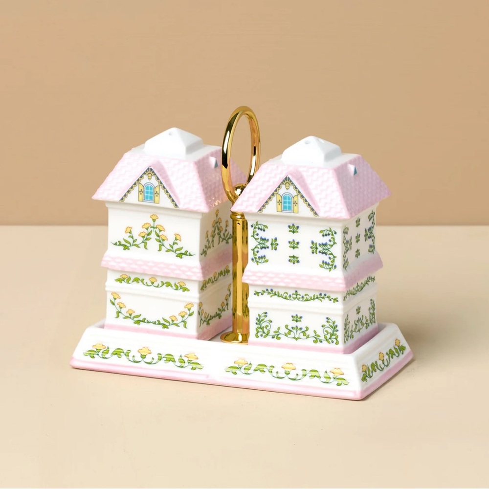 Charming 2025 LENOX Spice Village Pink and White Salt and Pepper Shaker Set - Picture 3 of 7